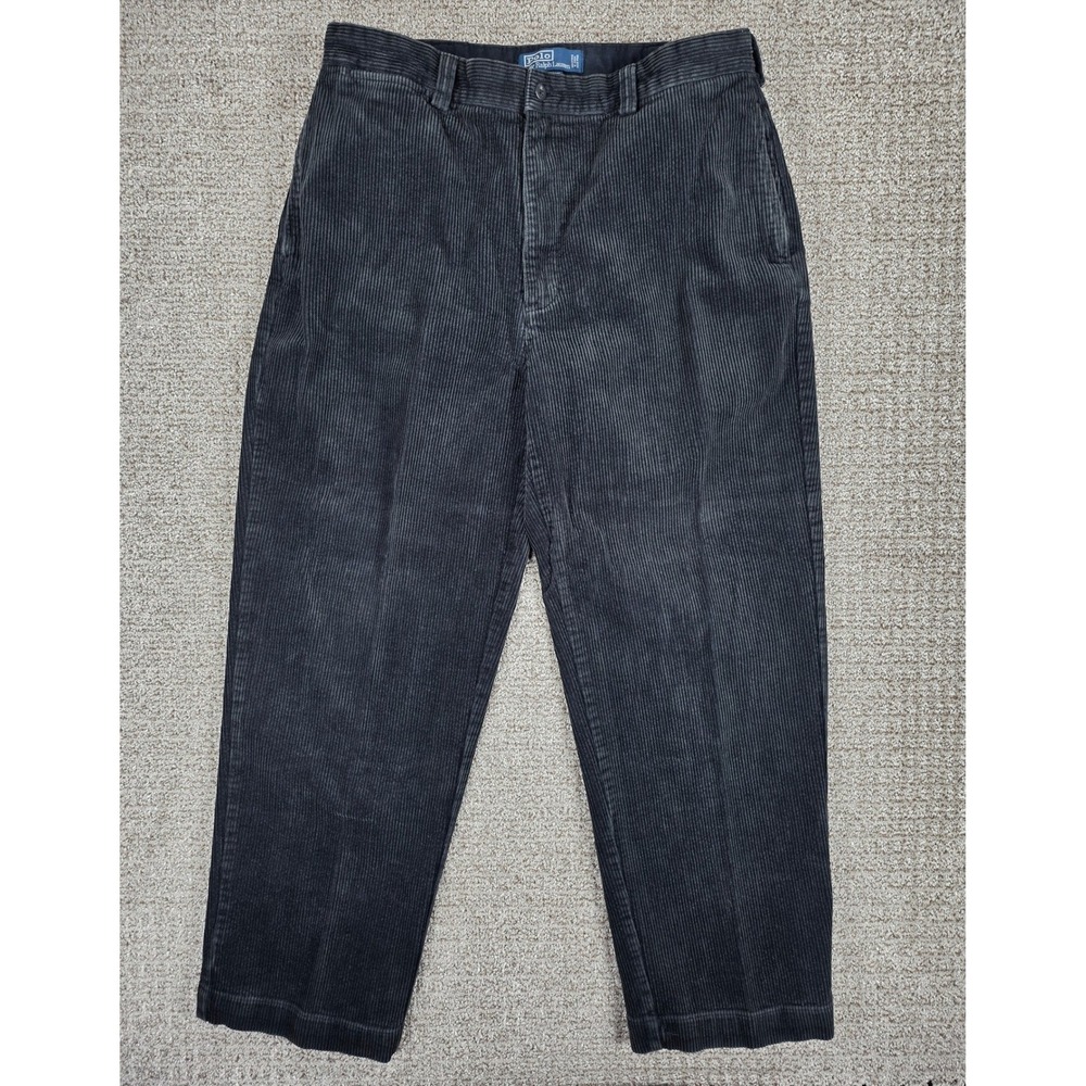 Vintage Polo Ralph Lauren Mens Corduroy Philip Pant 34x30 Black‎ Cotton Casual